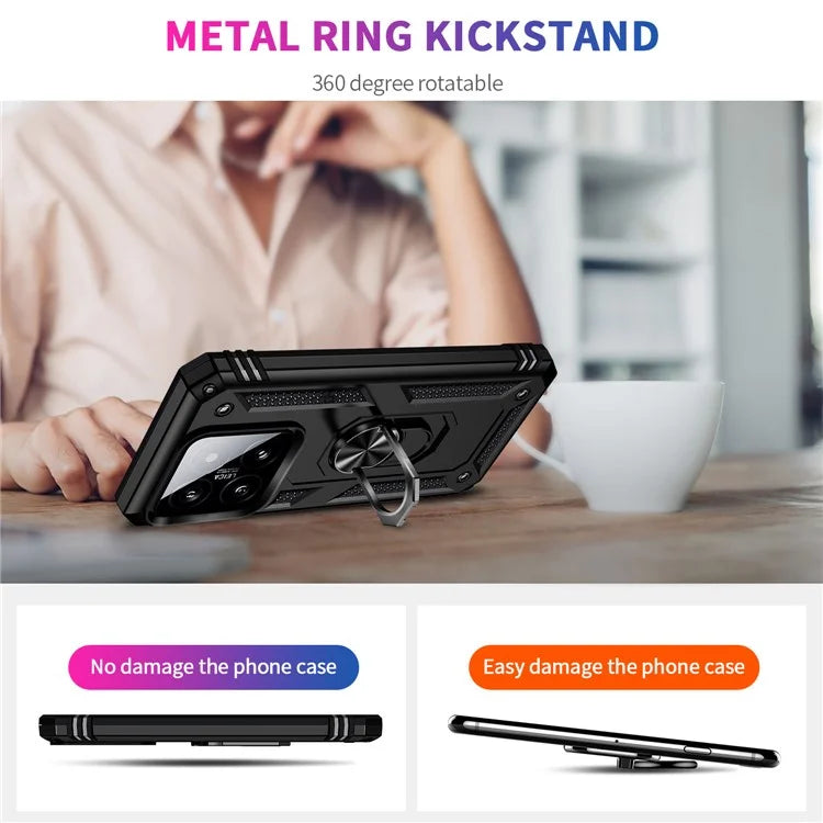 For Xiaomi 14 Drop-proof Case PC+TPU Phone Back Cover with Ring Kickstand