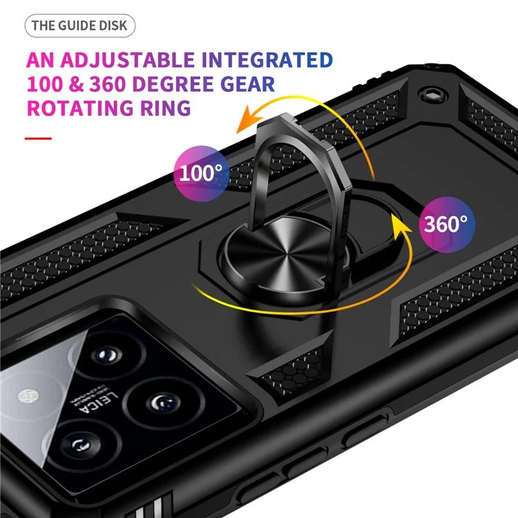 For Xiaomi 14 Drop-proof Case PC+TPU Phone Back Cover with Ring Kickstand