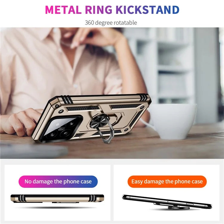 For Xiaomi 14 Drop-proof Case PC+TPU Phone Back Cover with Ring Kickstand