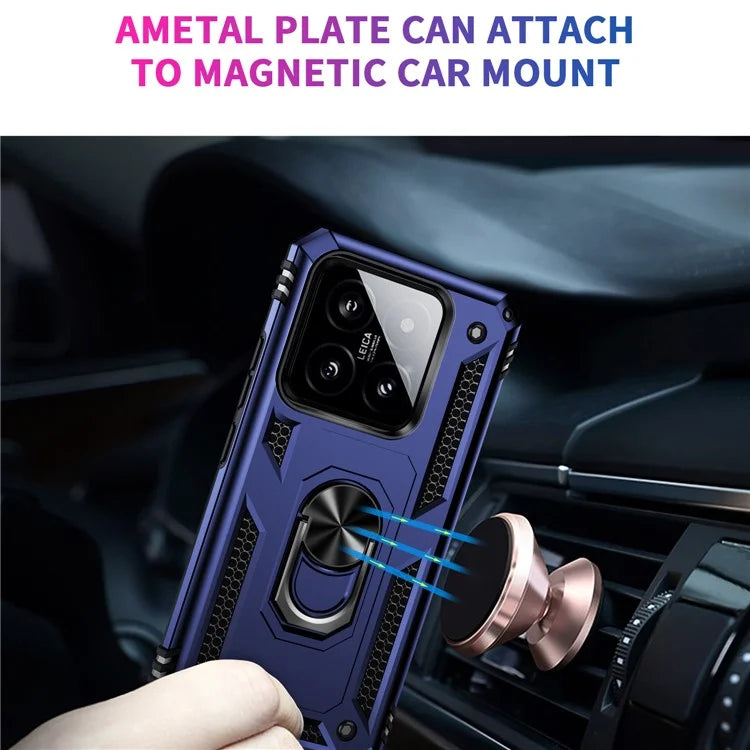 For Xiaomi 14 Drop-proof Case PC+TPU Phone Back Cover with Ring Kickstand