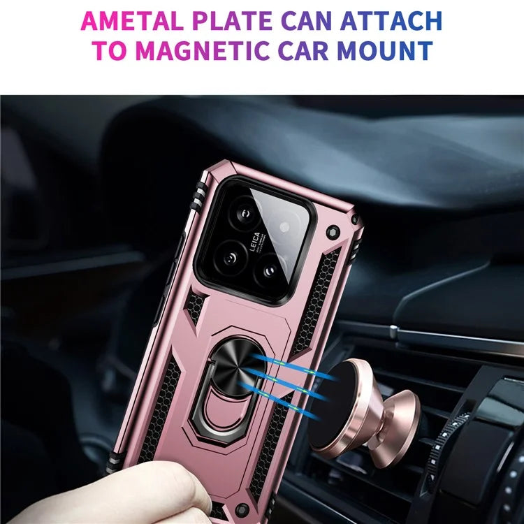 For Xiaomi 14 Drop-proof Case PC+TPU Phone Back Cover with Ring Kickstand