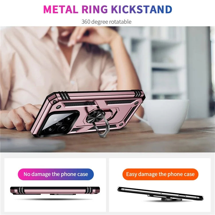 For Xiaomi 14 Drop-proof Case PC+TPU Phone Back Cover with Ring Kickstand