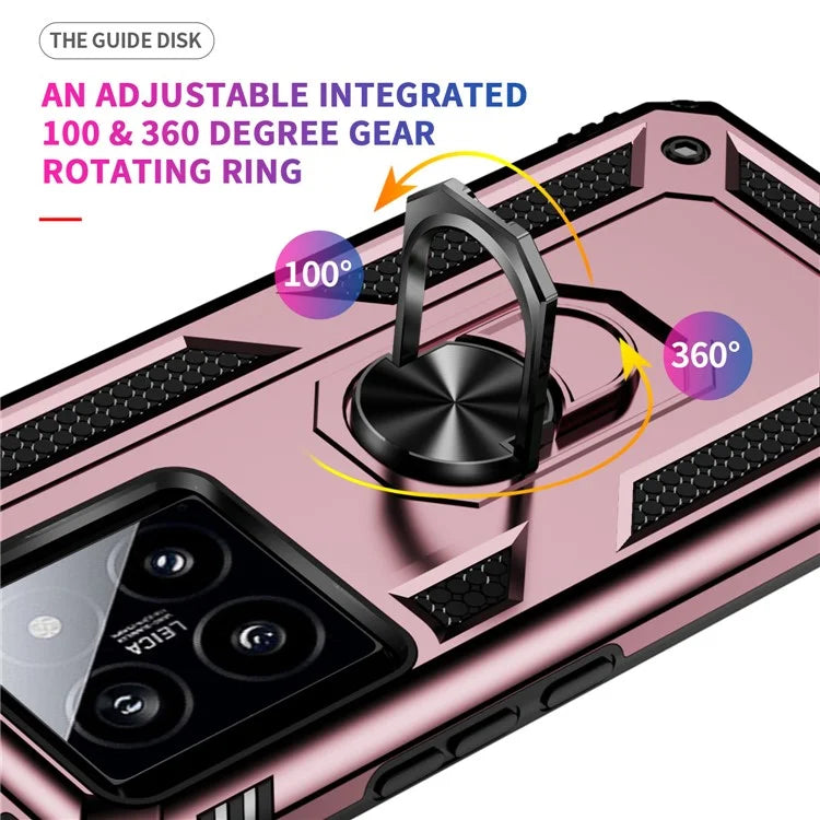 For Xiaomi 14 Drop-proof Case PC+TPU Phone Back Cover with Ring Kickstand
