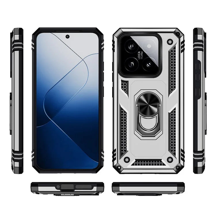 For Xiaomi 14 Drop-proof Case PC+TPU Phone Back Cover with Ring Kickstand