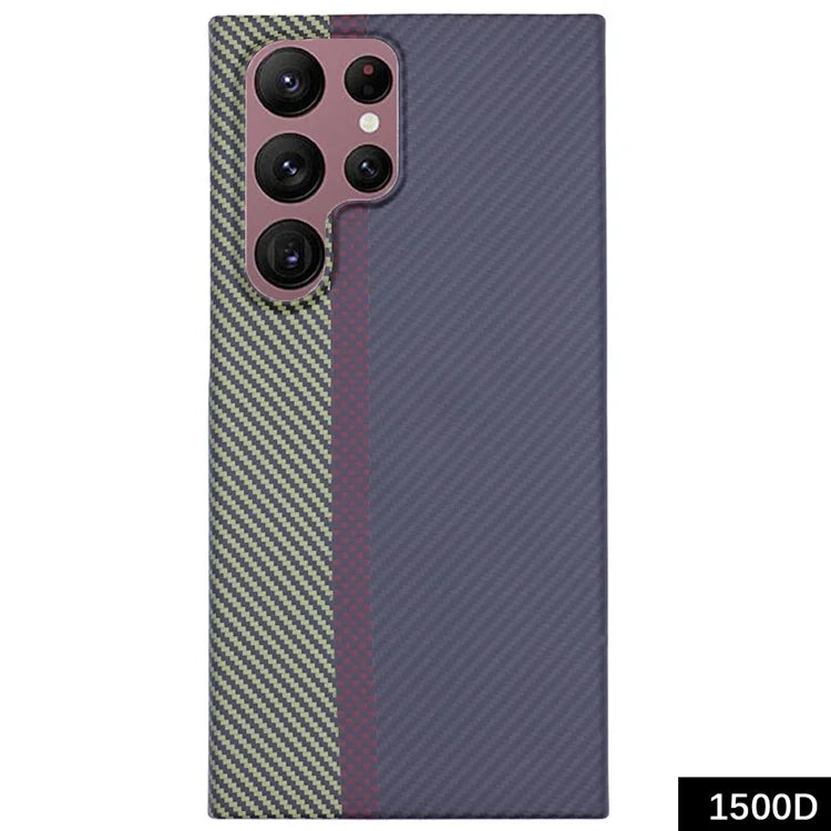 For Samsung Galaxy S22 Ultra 5G Case Aramid Fiber Phone Shell 1500D Texture 3-Color Splicing Phone Cover