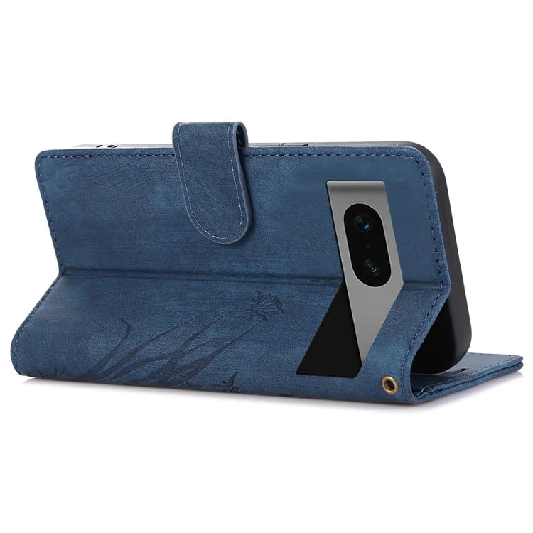 For Google Pixel 8a Phone Case with Strap Wallet Flip PU Leather Cover