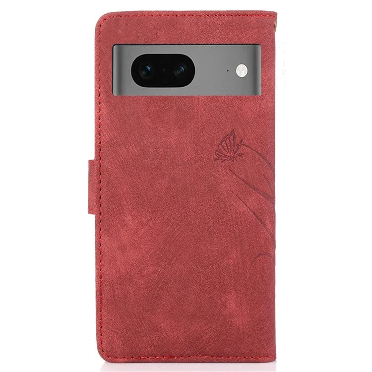 For Google Pixel 8a Phone Case with Strap Wallet Flip PU Leather Cover