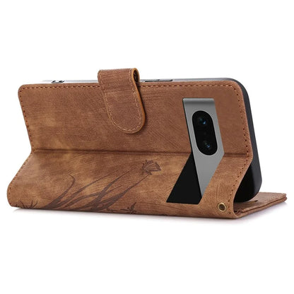 For Google Pixel 8a Phone Case with Strap Wallet Flip PU Leather Cover