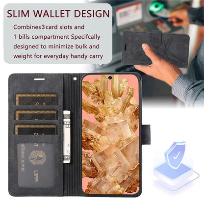 For Google Pixel 8a Phone Case with Strap Wallet Flip PU Leather Cover