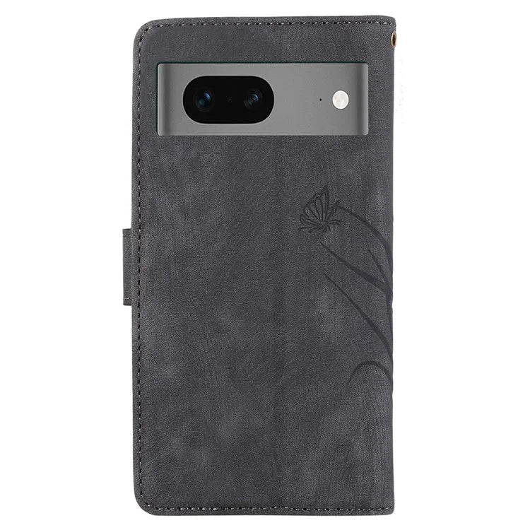 For Google Pixel 8a Phone Case with Strap Wallet Flip PU Leather Cover
