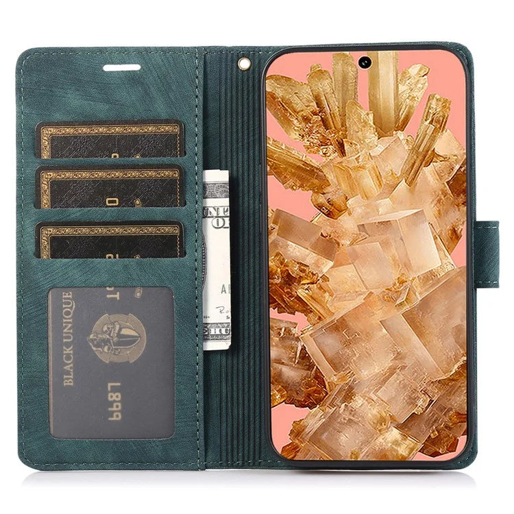 For Google Pixel 8a Phone Case with Strap Wallet Flip PU Leather Cover