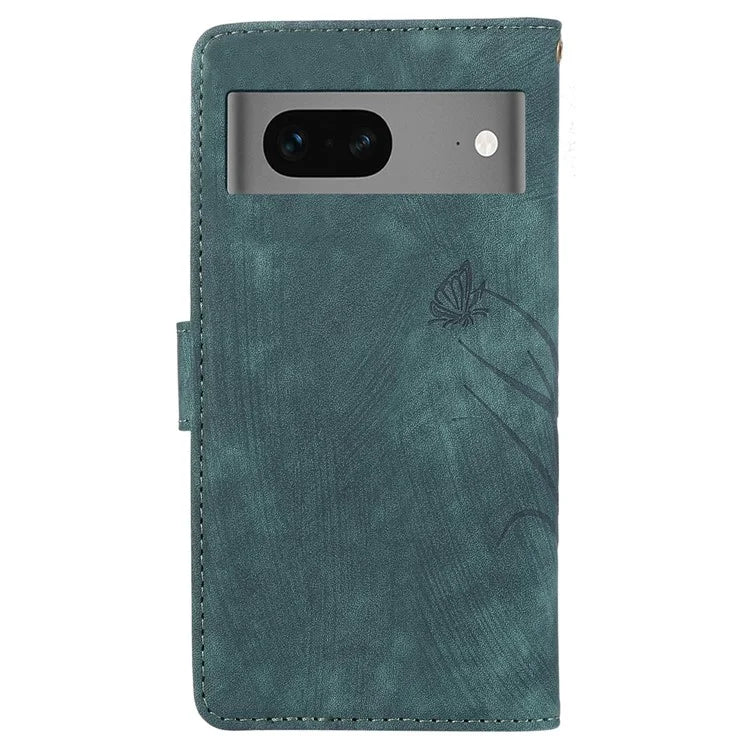 For Google Pixel 8a Phone Case with Strap Wallet Flip PU Leather Cover