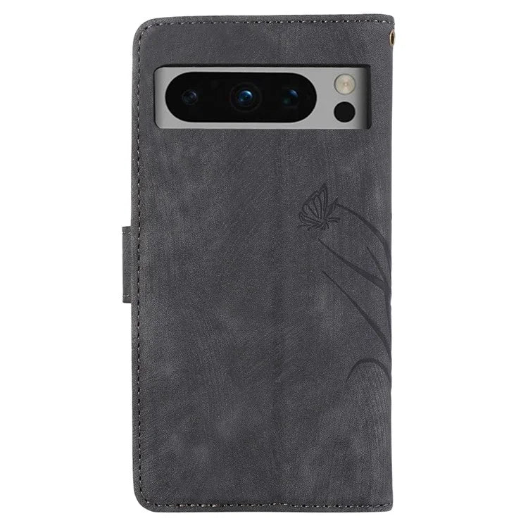 For Google Pixel 8 Pro Flip Leather Case Orchid Butterfly Pattern Wallet Phone Cover