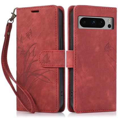 For Google Pixel 8 Pro Flip Leather Case Orchid Butterfly Pattern Wallet Phone Cover