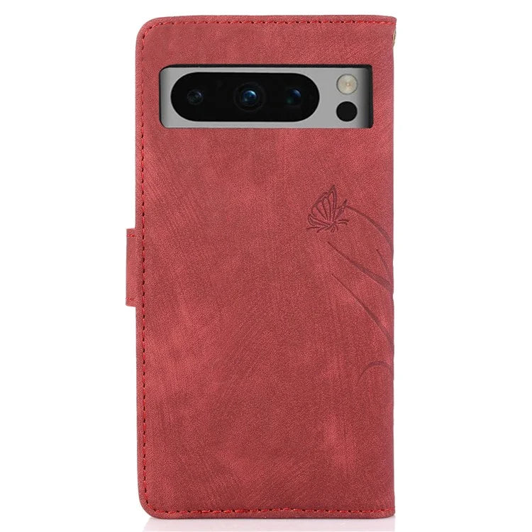 For Google Pixel 8 Pro Flip Leather Case Orchid Butterfly Pattern Wallet Phone Cover