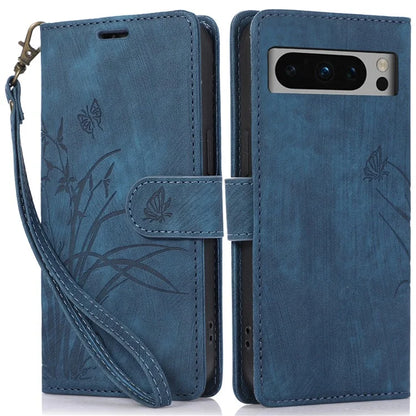 For Google Pixel 8 Pro Flip Leather Case Orchid Butterfly Pattern Wallet Phone Cover