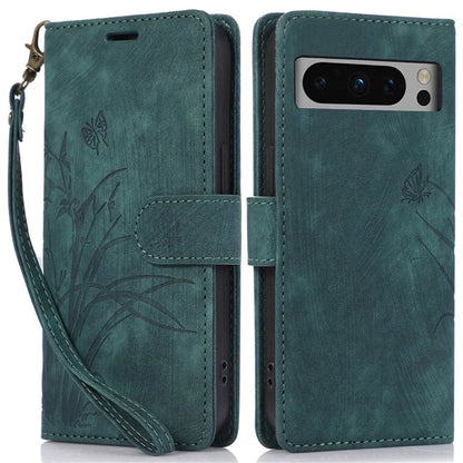 For Google Pixel 8 Pro Flip Leather Case Orchid Butterfly Pattern Wallet Phone Cover