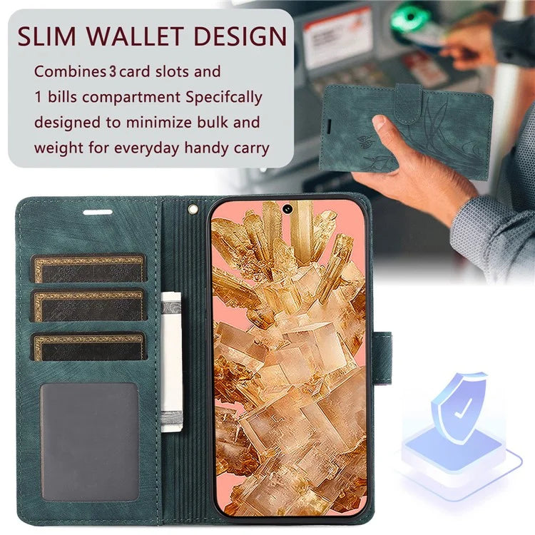 For Google Pixel 8 Pro Flip Leather Case Orchid Butterfly Pattern Wallet Phone Cover