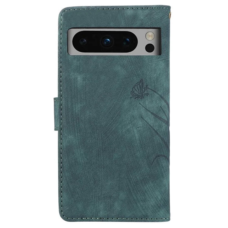 For Google Pixel 8 Pro Flip Leather Case Orchid Butterfly Pattern Wallet Phone Cover