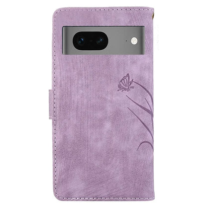 For Google Pixel 8 Case Orchid Butterfly Pattern Leather Cover Phone Wallet
