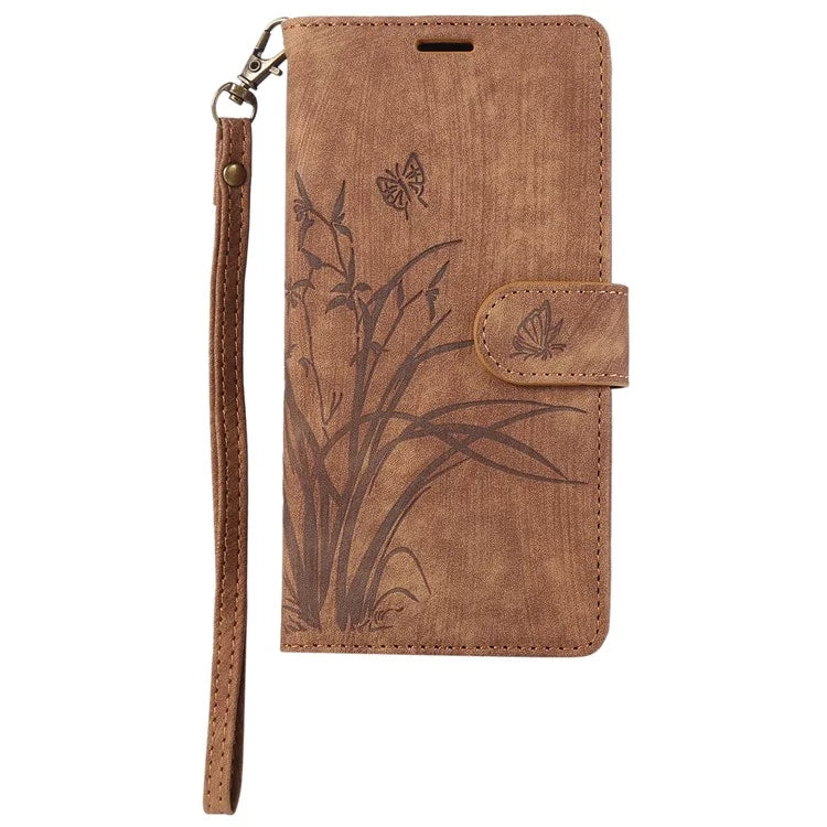 For Google Pixel 8 Case Orchid Butterfly Pattern Leather Cover Phone Wallet