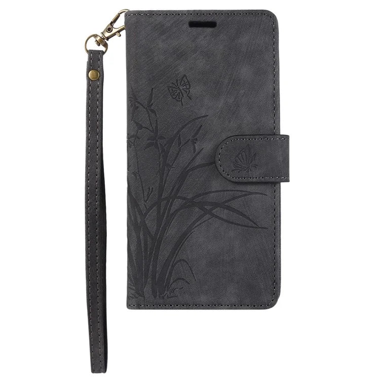 For Google Pixel 8 Case Orchid Butterfly Pattern Leather Cover Phone Wallet