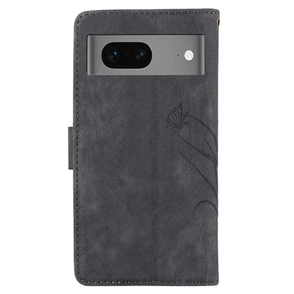 For Google Pixel 8 Case Orchid Butterfly Pattern Leather Cover Phone Wallet