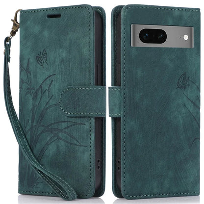 For Google Pixel 8 Case Orchid Butterfly Pattern Leather Cover Phone Wallet