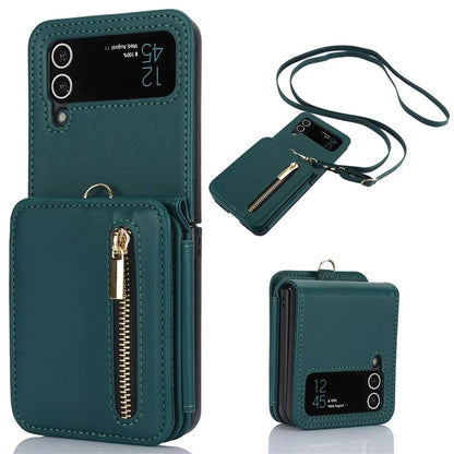 For Samsung Galaxy Z Flip4 5G Crossbody Phone Case RFID Blocking Cover Zipper Pocket