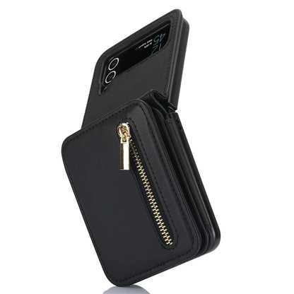 For Samsung Galaxy Z Flip4 5G Crossbody Phone Case RFID Blocking Cover Zipper Pocket