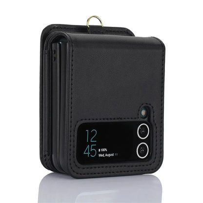 For Samsung Galaxy Z Flip4 5G Crossbody Phone Case RFID Blocking Cover Zipper Pocket