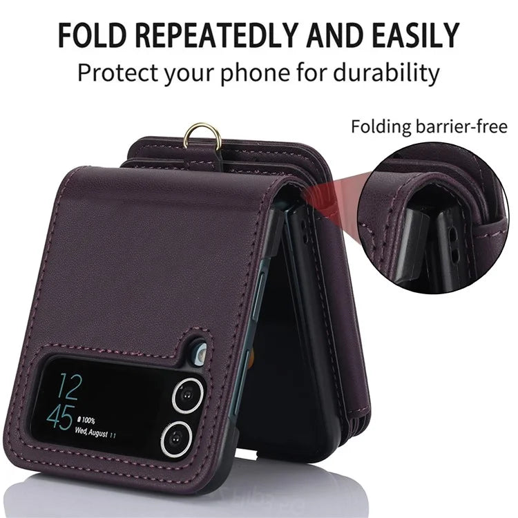 For Samsung Galaxy Z Flip4 5G Crossbody Phone Case RFID Blocking Cover Zipper Pocket