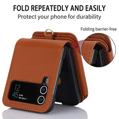 For Samsung Galaxy Z Flip4 5G Crossbody Phone Case RFID Blocking Cover Zipper Pocket