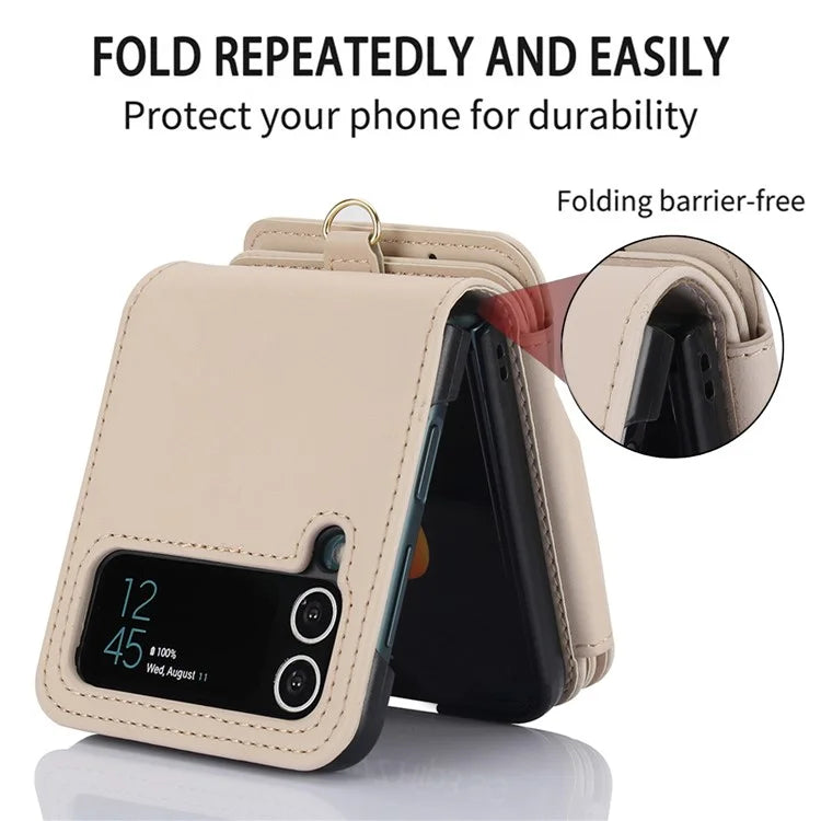 For Samsung Galaxy Z Flip4 5G Crossbody Phone Case RFID Blocking Cover Zipper Pocket