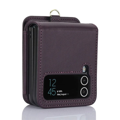 For Samsung Galaxy Z Flip3 5G Crossbody Phone Case PU Leather Coated PC Cover with Card Holder