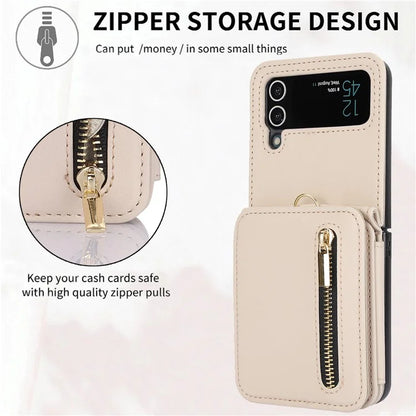 For Samsung Galaxy Z Flip3 5G Crossbody Phone Case PU Leather Coated PC Cover with Card Holder