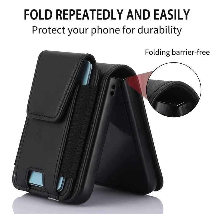 For Samsung Galaxy Z Flip4 5G Crossbody Phone Case PU Leather Back Cover