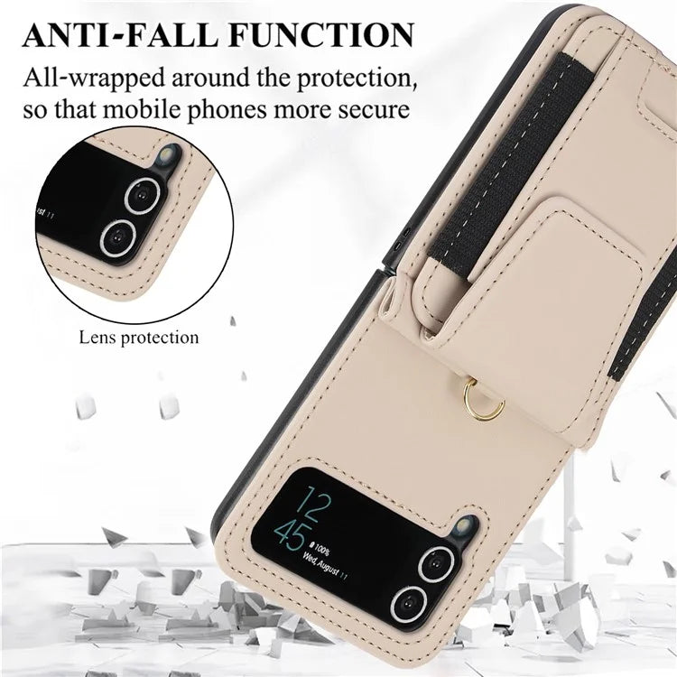 For Samsung Galaxy Z Flip4 5G Crossbody Phone Case PU Leather Back Cover