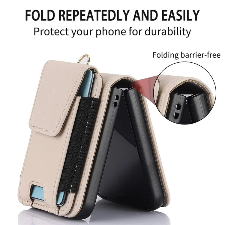 For Samsung Galaxy Z Flip4 5G Crossbody Phone Case PU Leather Back Cover