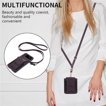 For Samsung Galaxy Z Flip4 5G Crossbody Phone Case PU Leather Back Cover
