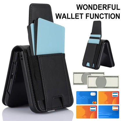 For Samsung Galaxy Z Flip3 5G PU Leather+PC Phone Case Card Holder with Lanyard