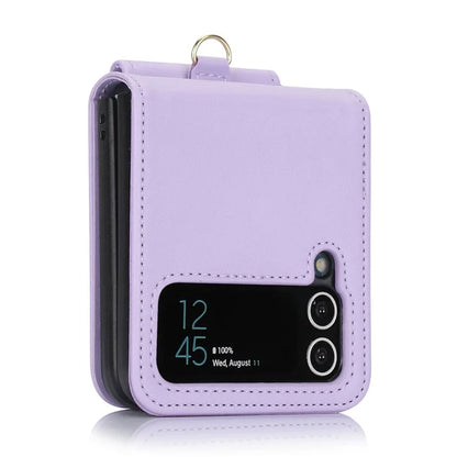 For Samsung Galaxy Z Flip3 5G PU Leather+PC Phone Case Card Holder with Lanyard