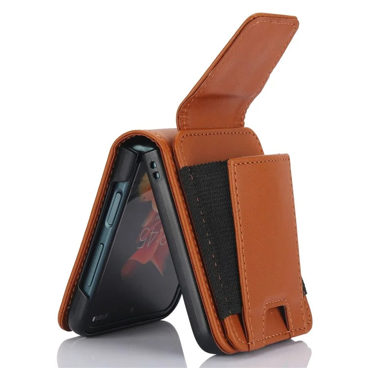 For Samsung Galaxy Z Flip3 5G PU Leather+PC Phone Case Card Holder with Lanyard