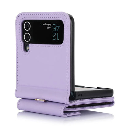 For Samsung Galaxy Z Flip3 5G RFID Blocking Case Card Holder Phone Pouch with Strap