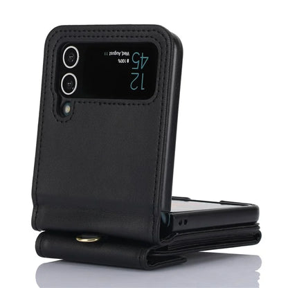 For Samsung Galaxy Z Flip3 5G RFID Blocking Case Card Holder Phone Pouch with Strap