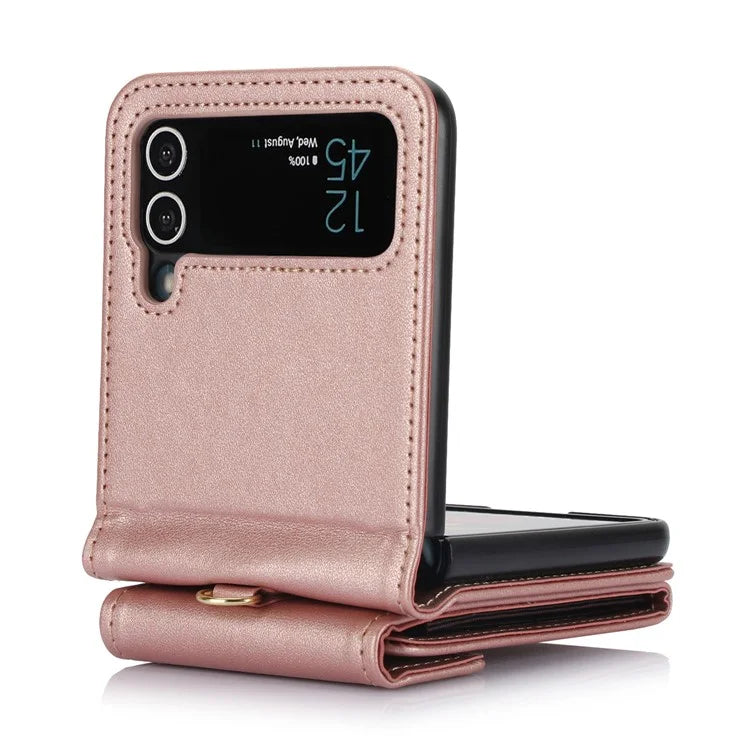 For Samsung Galaxy Z Flip3 5G RFID Blocking Case Card Holder Phone Pouch with Strap