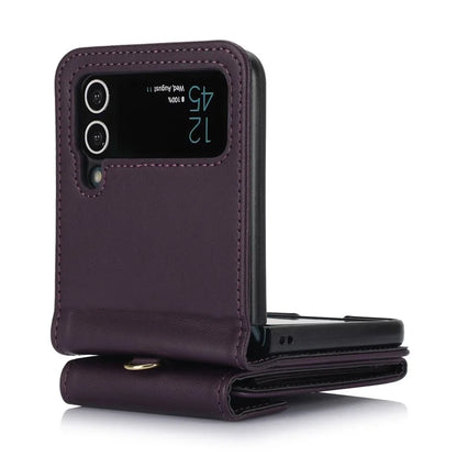 For Samsung Galaxy Z Flip3 5G RFID Blocking Case Card Holder Phone Pouch with Strap