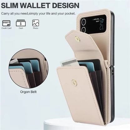 For Samsung Galaxy Z Flip3 5G RFID Blocking Case Card Holder Phone Pouch with Strap