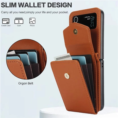 For Samsung Galaxy Z Flip3 5G RFID Blocking Case Card Holder Phone Pouch with Strap