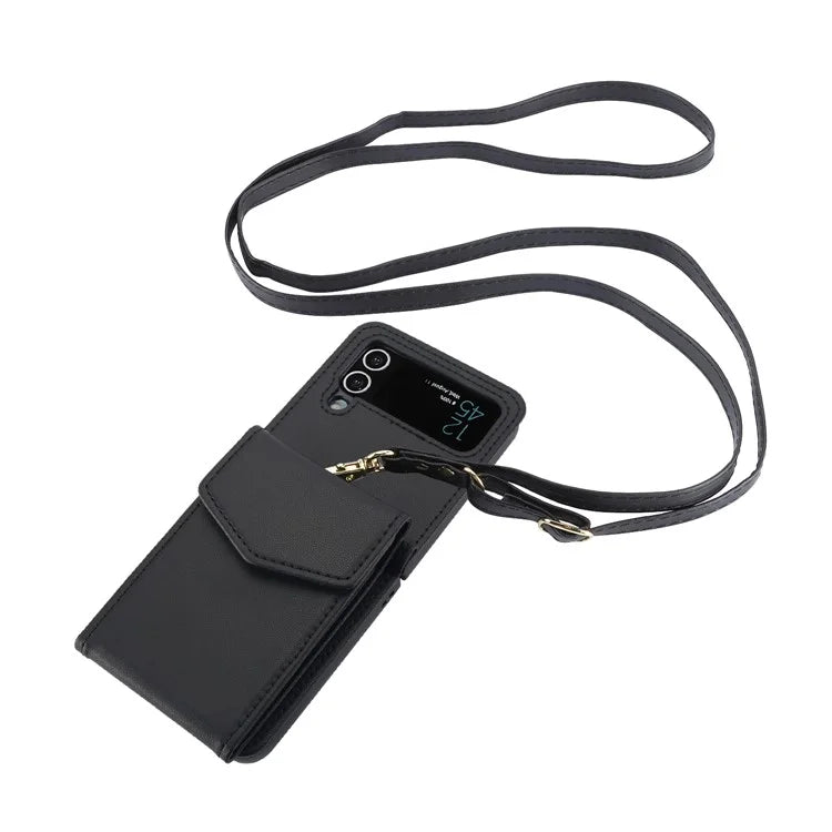 For Samsung Galaxy Z Flip4 5G Crossbody Phone Case RFID Blocking Card Holder Cover
